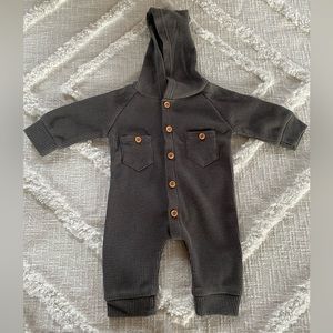 SOLD Grey Waffle Knit Baby Romper